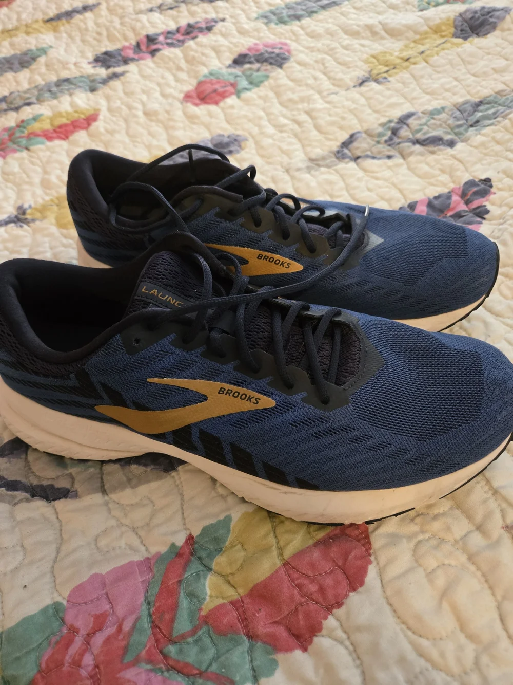 Brooks Launch 6 Men's Running Shoes Blue Gold Athletic Sneakers Size 11.5 D